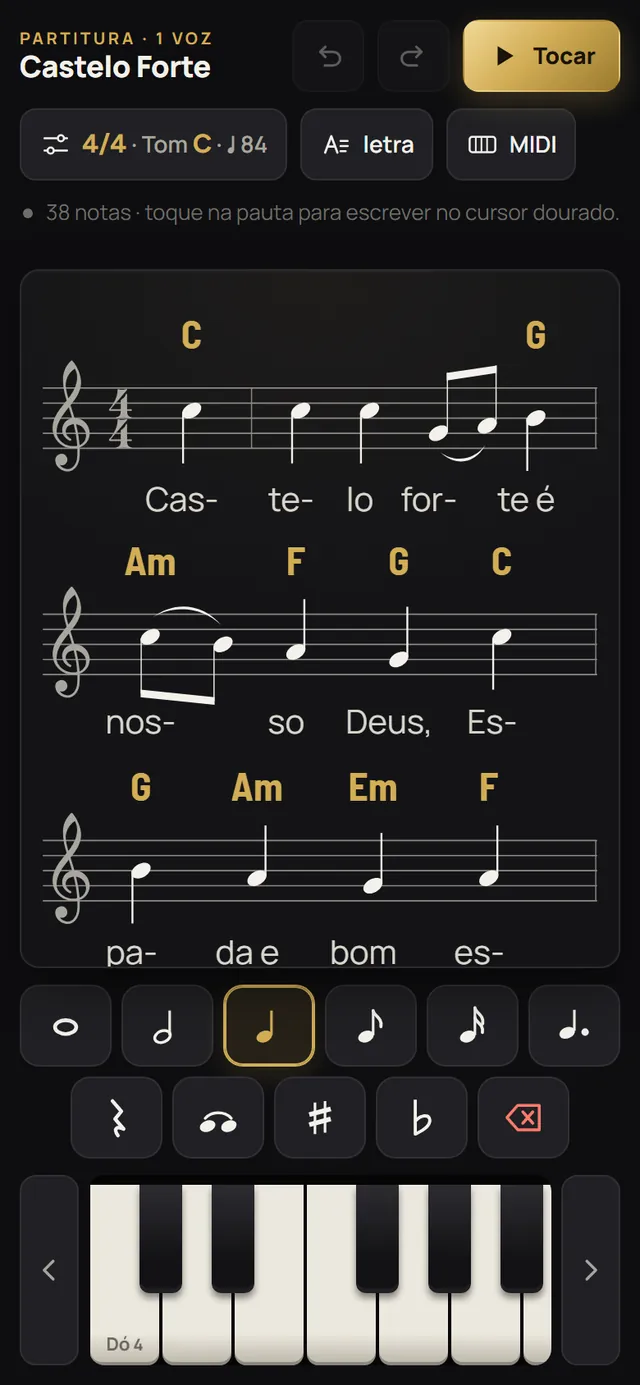A partitura no celular